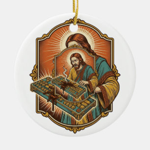 Décoration En Céramique Clavier mécanique Jésus café renversé cassé techno