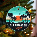 Décoration En Céramique Clearwater Florida Beach Retro Sunset Souvenirs<br><div class="desc">Clearwater Florida Design. Conception coucher de soleil avec votre plage et la mer de Floride préférée,  adapté pour les amateurs de plage aux États-Unis en particulier qui aiment Clearwater Beach.</div>