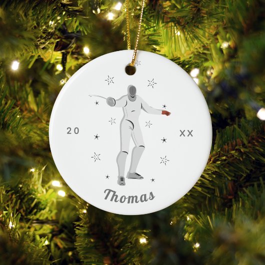 Décoration En Céramique Clôture Silhouette Fencer clôture Nom de l'enfant