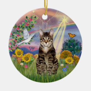 Décoration En Céramique Cloud Angel - Ange Chat Tigre Tabby