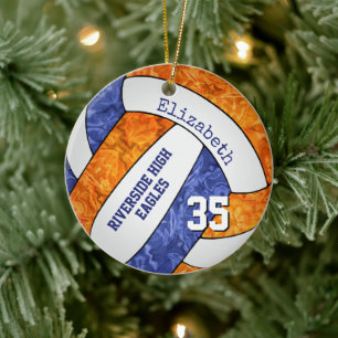 Décoration En Céramique club de volley-ball féminin bleu orangé memento