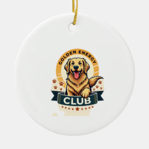 Décoration En Céramique Club Énergie Dorée Golden Retriever Chien Vintage