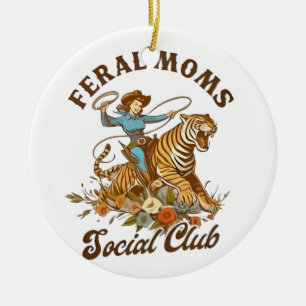 Décoration En Céramique Club social de maman sauvage drôle rétro boho cowg