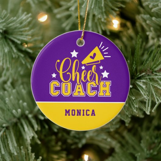 Décoration En Céramique Coach Cheer personnalisé violet et jaune (Arbre)