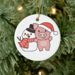 Décoration En Céramique Cochon Avec Snowman En Hiver Pour Noël Céramique O<br><div class="desc">Pig with a snowman en hiver pour Christmas - a snowman for winter and Christmas. A winter greeting in the cold season for the holidays. Christmas pique with snowman.</div>