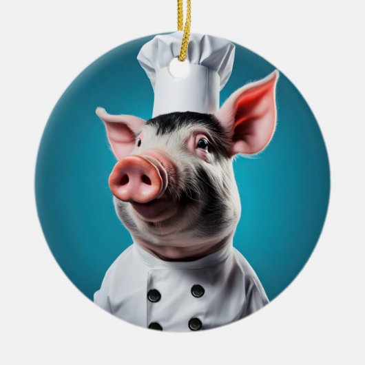 Décoration En Céramique Cochon Chef (Devant)