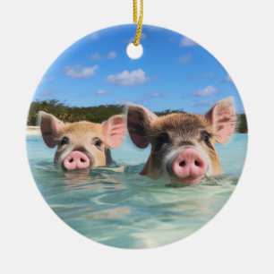 Décoration En Céramique Cochon de bain mignon Exuma Bahamas