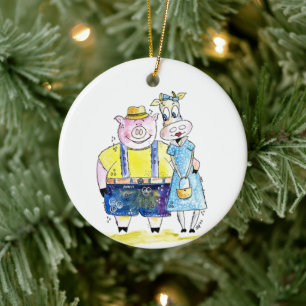 Décoration En Céramique Cochon et vache blanc mignon