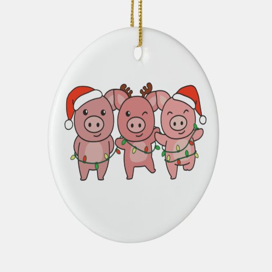 Décoration En Céramique Cochon Noël Animaux de Noël Cochons (Droite)