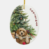 Décoration En Céramique Cockapo Panier en osier pour chien Noël (Devant)
