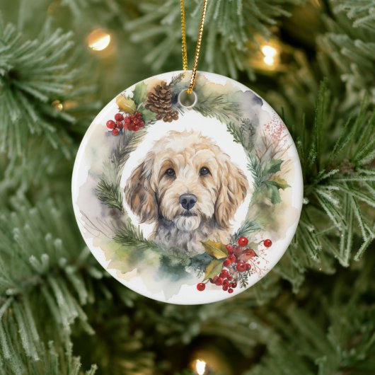 Décoration En Céramique Cockapoo Christmas Wreath Festive Pup (Arbre)