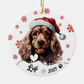 Décoration En Céramique Cocker de Noël Spaniel Chien Personnalisé (Devant)