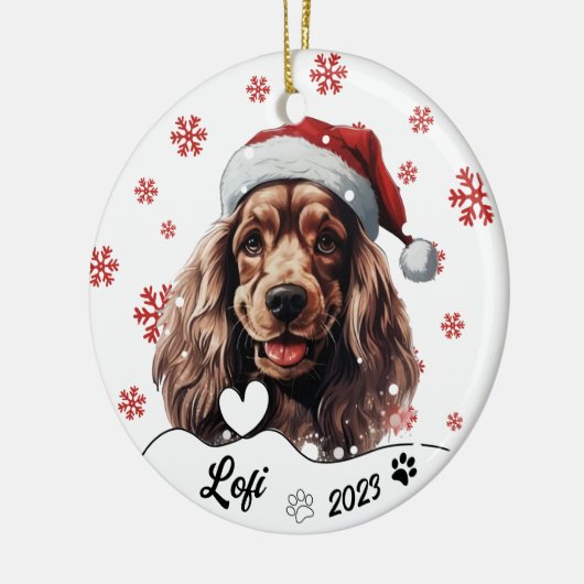 Décoration En Céramique Cocker de Noël Spaniel Chien Personnalisé (Gauche)