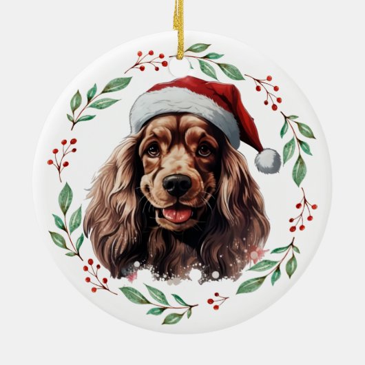 Décoration En Céramique Cocker de Noël Spaniel Chien Personnalisé (Dos)