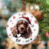 Décoration En Céramique Cocker de Noël Spaniel Chien Personnalisé