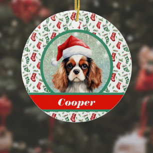 Décoration En Céramique Cocker Spaniel Christmas Stockings et nom du chien