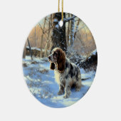 Décoration En Céramique Cocker Spaniel Laisser Neige Noël (Droite)