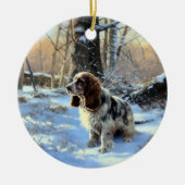 Décoration En Céramique Cocker Spaniel Laisser Neige Noël (Devant)