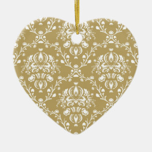 Décoration En Céramique Cocoa and Cream Damask