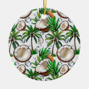 Décoration En Céramique Cocotier Palm Tree Tropical Motif Design