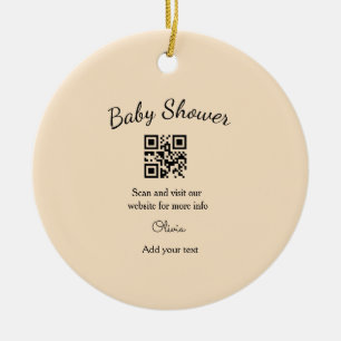 Décoration En Céramique Code QR simple pour baby shower avec nom et texte