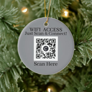 Décoration En Céramique Code QR WiFi Noël Moderne Blanc Accès