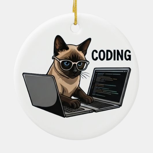 Décoration En Céramique Coding Siamese Cat Cartoon (Dos)