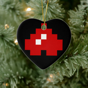 Décoration En Céramique Coeur à 8 bits Pixel