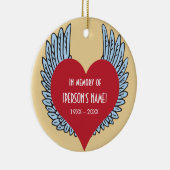 Décoration En Céramique Coeur avec ailes en mémoire de (Droite)
