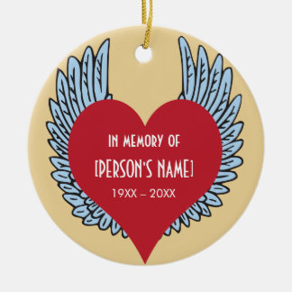 Décoration En Céramique Coeur avec ailes en mémoire de