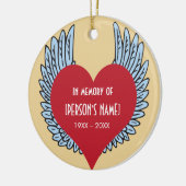 Décoration En Céramique Coeur avec ailes en mémoire de (Gauche)