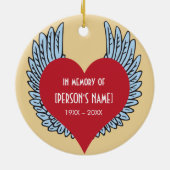 Décoration En Céramique Coeur avec ailes en mémoire de (Dos)