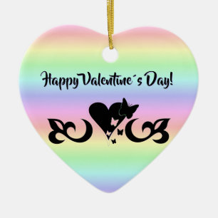 Décoration En Céramique Coeur avec papillon et Lily