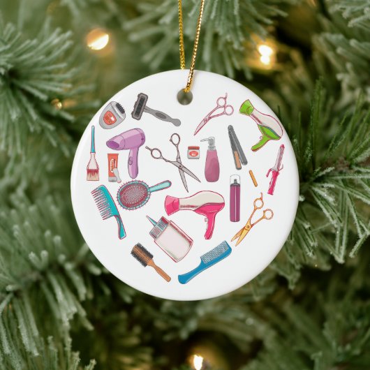 Décoration En Céramique Coeur de coiffeur Outil coiffeur (Arbre)