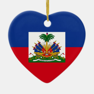 Décoration En Céramique Coeur de drapeau du Haïti