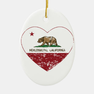 Décoration En Céramique coeur de healdsburg de drapeau de la Californie