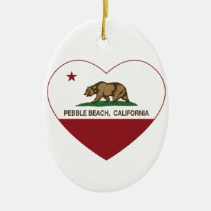 Décoration En Céramique coeur de Pebble Beach de drapeau de la Californie