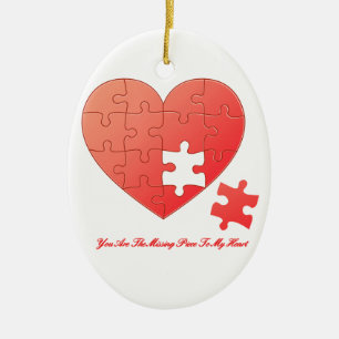 Décoration En Céramique Coeur de puzzle avec le morceau et la citation