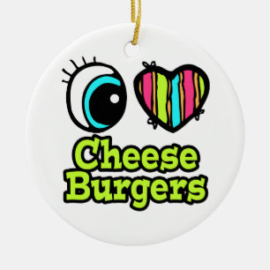 Décoration En Céramique Coeur des yeux lumineux J'aime Cheeseburgers