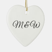 Décoration En Céramique Coeur du script personnalisé monogramme (Droite)