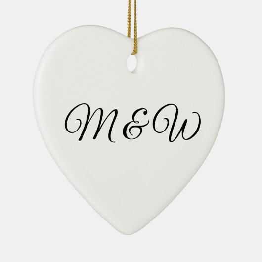 Décoration En Céramique Coeur du script personnalisé monogramme (Droite)