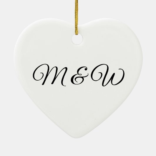 Décoration En Céramique Coeur du script personnalisé monogramme (Dos)