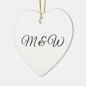 Décoration En Céramique Coeur du script personnalisé monogramme (Gauche)