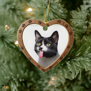 Décoration En Céramique Cœur en bois poli avec photo et nom à date personn