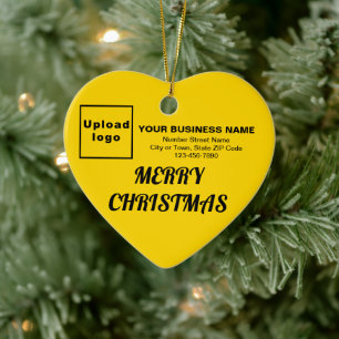 Décoration En Céramique Cœur en forme jaune de Noël pour les entreprises