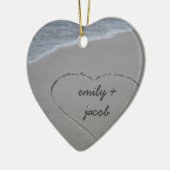 Décoration En Céramique Coeur fait sur commande de sable notre premier (Gauche)