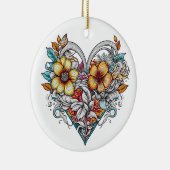 Décoration En Céramique Coeur floral personnalisé avec message sensoriel (Droite)