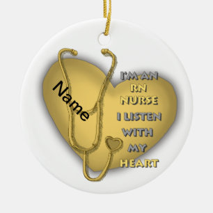 Décoration En Céramique Cœur jaune Infirmière diplômée Infirmière autorisé