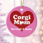 Décoration En Céramique Coeur maman Corgi sur mesure<br><div class="desc">Corgi Maman avec une jolie silhouette de corgi pour le O à maman. Un joli ornement de Noël customisé pour une mère de corgi. Achetez ceci pour votre propriétaire de chien préféré et personnalisez avec les noms de ses deux chiens.</div>