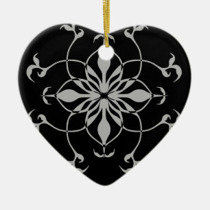 Décoration En Céramique Coeur noir et gris de fleur gothique
